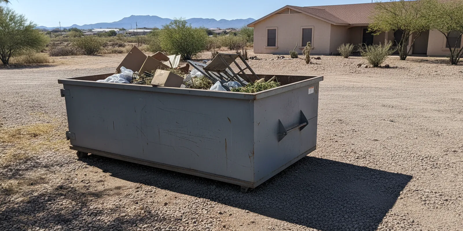 Roll-off dumpster dropped for an El Paso renovation